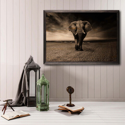 Tablou decorativ, Strong Elephant, Lemn, Lemn, Multicolor