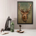 Tablou decorativ, Stag Face XL, Lemn, Multicolor