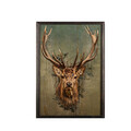 Tablou decorativ, Stag Face XL, Lemn, Multicolor