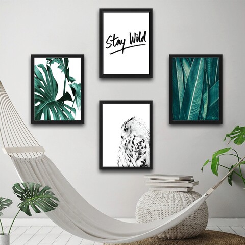 Set 4 tablouri decorative, Stay Wild Set 4, PAL, Hartie, Multicolor