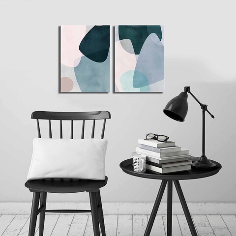 Tablou decorativ, 2P3040CIZC-02, 100% SUEDE CANVAS / Size: 28 x 38 cm (2 Pieces) / Total Size: 58 x 38 cm / Frame: 100% Wooden (Thickness: 2,8 cm), Multicolor