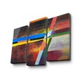 Tablou decorativ, 3PATK-101, 100% SUEDE CANVAS / Size: 20 x 39 cm (2 Pieces) / 20 x 45 cm (1 Piece) / Total Size: 66 x 45 cm / Frame: 100% Wooden (Thickness: 3 cm), Multicolor