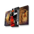 Tablou decorativ, 3PATK-103, 100% SUEDE CANVAS / Size: 20 x 39 cm (2 Pieces) / 20 x 45 cm (1 Piece) / Total Size: 66 x 45 cm / Frame: 100% Wooden (Thickness: 3 cm), Multicolor