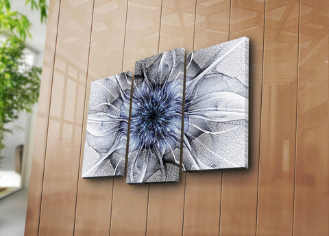 Tablou decorativ, 3PATK-105, 100% SUEDE CANVAS / Size: 20 x 39 cm (2 Pieces) / 20 x 45 cm (1 Piece) / Total Size: 66 x 45 cm / Frame: 100% Wooden (Thickness: 3 cm), Multicolor
