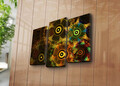 Tablou decorativ, 3PATK-109, 100% SUEDE CANVAS / Size: 20 x 39 cm (2 Pieces) / 20 x 45 cm (1 Piece) / Total Size: 66 x 45 cm / Frame: 100% Wooden (Thickness: 3 cm), Multicolor