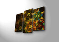 Tablou decorativ, 3PATK-109, 100% SUEDE CANVAS / Size: 20 x 39 cm (2 Pieces) / 20 x 45 cm (1 Piece) / Total Size: 66 x 45 cm / Frame: 100% Wooden (Thickness: 3 cm), Multicolor