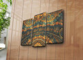 Tablou decorativ, 3PATK-110, 100% SUEDE CANVAS / Size: 20 x 39 cm (2 Pieces) / 20 x 45 cm (1 Piece) / Total Size: 66 x 45 cm / Frame: 100% Wooden (Thickness: 3 cm), Multicolor