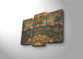 Tablou decorativ, 3PATK-110, 100% SUEDE CANVAS / Size: 20 x 39 cm (2 Pieces) / 20 x 45 cm (1 Piece) / Total Size: 66 x 45 cm / Frame: 100% Wooden (Thickness: 3 cm), Multicolor