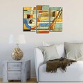 Tablou decorativ, 3PATK-88, 100% SUEDE CANVAS / Size: 20 x 39 cm (2 Pieces) / 20 x 45 cm (1 Piece) / Total Size: 66 x 45 cm / Frame: 100% Wooden (Thickness: 3 cm), Multicolor