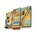 Tablou decorativ, 3PATK-88, 100% SUEDE CANVAS / Size: 20 x 39 cm (2 Pieces) / 20 x 45 cm (1 Piece) / Total Size: 66 x 45 cm / Frame: 100% Wooden (Thickness: 3 cm), Multicolor
