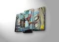 Tablou decorativ, 3PATK-89, 100% SUEDE CANVAS / Size: 20 x 39 cm (2 Pieces) / 20 x 45 cm (1 Piece) / Total Size: 66 x 45 cm / Frame: 100% Wooden (Thickness: 3 cm), Multicolor