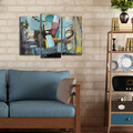 Tablou decorativ, 3PATK-89, 100% SUEDE CANVAS / Size: 20 x 39 cm (2 Pieces) / 20 x 45 cm (1 Piece) / Total Size: 66 x 45 cm / Frame: 100% Wooden (Thickness: 3 cm), Multicolor