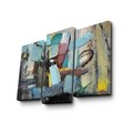 Tablou decorativ, 3PATK-89, 100% SUEDE CANVAS / Size: 20 x 39 cm (2 Pieces) / 20 x 45 cm (1 Piece) / Total Size: 66 x 45 cm / Frame: 100% Wooden (Thickness: 3 cm), Multicolor