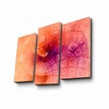 Tablou decorativ, 3PATK-93, 100% SUEDE CANVAS / Size: 20 x 39 cm (2 Pieces) / 20 x 45 cm (1 Piece) / Total Size: 66 x 45 cm / Frame: 100% Wooden (Thickness: 3 cm), Multicolor