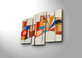 Tablou decorativ, 3PATK-97, 100% SUEDE CANVAS / Size: 20 x 39 cm (2 Pieces) / 20 x 45 cm (1 Piece) / Total Size: 66 x 45 cm / Frame: 100% Wooden (Thickness: 3 cm), Multicolor