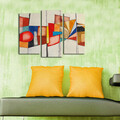 Tablou decorativ, 3PATK-97, 100% SUEDE CANVAS / Size: 20 x 39 cm (2 Pieces) / 20 x 45 cm (1 Piece) / Total Size: 66 x 45 cm / Frame: 100% Wooden (Thickness: 3 cm), Multicolor