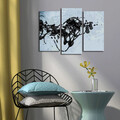 Tablou decorativ, 3PATK-99, 100% SUEDE CANVAS / Size: 20 x 39 cm (2 Pieces) / 20 x 45 cm (1 Piece) / Total Size: 66 x 45 cm / Frame: 100% Wooden (Thickness: 3 cm), Multicolor