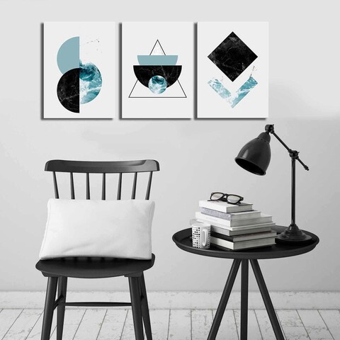 Tablou decorativ, 3P3040CIZC-01, 100% SUEDE CANVAS / Size: 28 x 38 cm (3 Pieces) / Total Size: 88 x 38 cm / Frame: 100% Wooden (Thickness: 2,8 cm), Multicolor