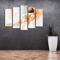 Tablou decorativ, 5PATK-205, 100% SUEDE CANVAS / Size: 19 x 70 cm (1 Piece) / 19 x 60 cm (2 Pieces) / 19 x 50 cm (2 Pieces) / Total Size: 105 x 70 cm / Frame: 100% Wooden (Thickness: 3 cm), Multicolor
