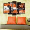 Tablou decorativ, 5PATK-211, 100% SUEDE CANVAS / Size: 19 x 70 cm (1 Piece) / 19 x 60 cm (2 Pieces) / 19 x 50 cm (2 Pieces) / Total Size: 105 x 70 cm / Frame: 100% Wooden (Thickness: 3 cm), Multicolor