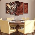 Tablou decorativ, 5PATK-212, 100% SUEDE CANVAS / Size: 19 x 70 cm (1 Piece) / 19 x 60 cm (2 Pieces) / 19 x 50 cm (2 Pieces) / Total Size: 105 x 70 cm / Frame: 100% Wooden (Thickness: 3 cm), Multicolor