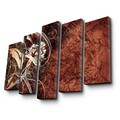 Tablou decorativ, 5PATK-212, 100% SUEDE CANVAS / Size: 19 x 70 cm (1 Piece) / 19 x 60 cm (2 Pieces) / 19 x 50 cm (2 Pieces) / Total Size: 105 x 70 cm / Frame: 100% Wooden (Thickness: 3 cm), Multicolor