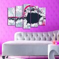 Tablou decorativ, 5PATK-213, 100% SUEDE CANVAS / Size: 19 x 70 cm (1 Piece) / 19 x 60 cm (2 Pieces) / 19 x 50 cm (2 Pieces) / Total Size: 105 x 70 cm / Frame: 100% Wooden (Thickness: 3 cm), Multicolor