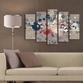 Tablou decorativ, 5PATK-215, 100% SUEDE CANVAS / Size: 19 x 70 cm (1 Piece) / 19 x 60 cm (2 Pieces) / 19 x 50 cm (2 Pieces) / Total Size: 105 x 70 cm / Frame: 100% Wooden (Thickness: 3 cm), Multicolor