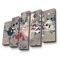 Tablou decorativ, 5PATK-215, 100% SUEDE CANVAS / Size: 19 x 70 cm (1 Piece) / 19 x 60 cm (2 Pieces) / 19 x 50 cm (2 Pieces) / Total Size: 105 x 70 cm / Frame: 100% Wooden (Thickness: 3 cm), Multicolor