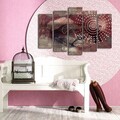 Tablou decorativ, 5PATK-216, 100% SUEDE CANVAS / Size: 19 x 70 cm (1 Piece) / 19 x 60 cm (2 Pieces) / 19 x 50 cm (2 Pieces) / Total Size: 105 x 70 cm / Frame: 100% Wooden (Thickness: 3 cm), Multicolor