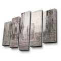 Tablou decorativ, 5PATK-219, 100% SUEDE CANVAS / Size: 19 x 70 cm (1 Piece) / 19 x 60 cm (2 Pieces) / 19 x 50 cm (2 Pieces) / Total Size: 105 x 70 cm / Frame: 100% Wooden (Thickness: 3 cm), Multicolor