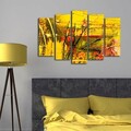 Tablou decorativ, 5PATK-223, 100% SUEDE CANVAS / Size: 19 x 70 cm (1 Piece) / 19 x 60 cm (2 Pieces) / 19 x 50 cm (2 Pieces) / Total Size: 105 x 70 cm / Frame: 100% Wooden (Thickness: 3 cm), Multicolor