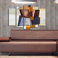 Tablou decorativ, 5PATK-224, 100% SUEDE CANVAS / Size: 19 x 70 cm (1 Piece) / 19 x 60 cm (2 Pieces) / 19 x 50 cm (2 Pieces) / Total Size: 105 x 70 cm / Frame: 100% Wooden (Thickness: 3 cm), Multicolor