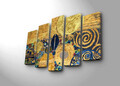Tablou decorativ, 5PATK-234, 100% SUEDE CANVAS / Size: 19 x 70 cm (1 Piece) / 19 x 60 cm (2 Pieces) / 19 x 50 cm (2 Pieces) / Total Size: 105 x 70 cm / Frame: 100% Wooden (Thickness: 3 cm), Multicolor