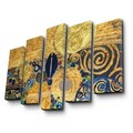Tablou decorativ, 5PATK-234, 100% SUEDE CANVAS / Size: 19 x 70 cm (1 Piece) / 19 x 60 cm (2 Pieces) / 19 x 50 cm (2 Pieces) / Total Size: 105 x 70 cm / Frame: 100% Wooden (Thickness: 3 cm), Multicolor