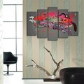 Tablou decorativ, 5PATK-236, 100% SUEDE CANVAS / Size: 19 x 70 cm (1 Piece) / 19 x 60 cm (2 Pieces) / 19 x 50 cm (2 Pieces) / Total Size: 105 x 70 cm / Frame: 100% Wooden (Thickness: 3 cm), Multicolor