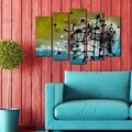 Tablou decorativ, 5PATK-237, 100% SUEDE CANVAS / Size: 19 x 70 cm (1 Piece) / 19 x 60 cm (2 Pieces) / 19 x 50 cm (2 Pieces) / Total Size: 105 x 70 cm / Frame: 100% Wooden (Thickness: 3 cm), Multicolor