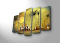Tablou decorativ, 5PATK-242, 100% SUEDE CANVAS / Size: 19 x 70 cm (1 Piece) / 19 x 60 cm (2 Pieces) / 19 x 50 cm (2 Pieces) / Total Size: 105 x 70 cm / Frame: 100% Wooden (Thickness: 3 cm), Multicolor