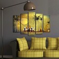 Tablou decorativ, 5PATK-242, 100% SUEDE CANVAS / Size: 19 x 70 cm (1 Piece) / 19 x 60 cm (2 Pieces) / 19 x 50 cm (2 Pieces) / Total Size: 105 x 70 cm / Frame: 100% Wooden (Thickness: 3 cm), Multicolor
