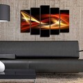 Tablou decorativ, 5PATK-243, 100% SUEDE CANVAS / Size: 19 x 70 cm (1 Piece) / 19 x 60 cm (2 Pieces) / 19 x 50 cm (2 Pieces) / Total Size: 105 x 70 cm / Frame: 100% Wooden (Thickness: 3 cm), Multicolor