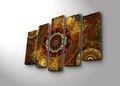 Tablou decorativ, 5PATK-248, 100% SUEDE CANVAS / Size: 19 x 70 cm (1 Piece) / 19 x 60 cm (2 Pieces) / 19 x 50 cm (2 Pieces) / Total Size: 105 x 70 cm / Frame: 100% Wooden (Thickness: 3 cm), Multicolor