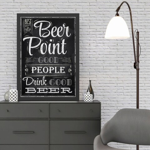 Tablou decorativ, Beer Point (35 x 45), Polistiren, Alb/Negru