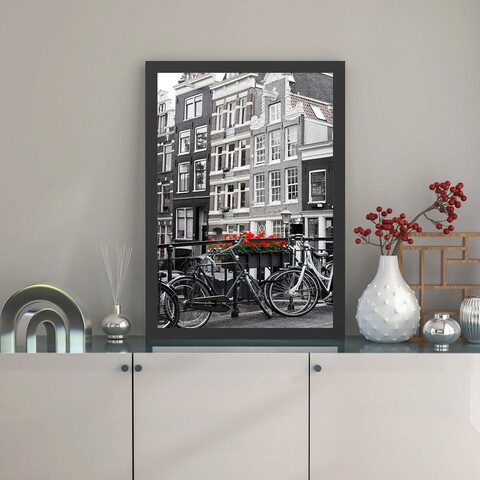 Tablou decorativ, Bicycle (35 x 45), Polistiren, Negru/Rosu