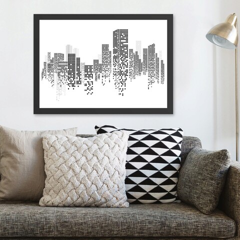Tablou decorativ, Buildings (35 x 45), Polistiren, Alb/Negru