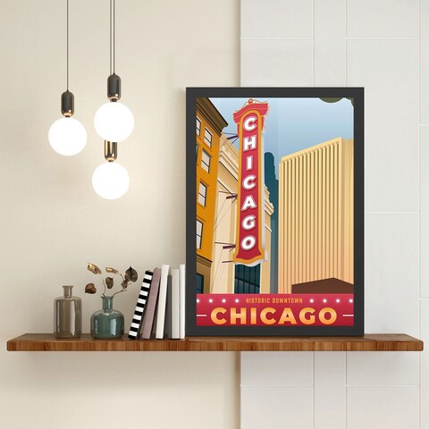 Tablou decorativ, Chicago (35 x 45), Polistiren, Multicolor
