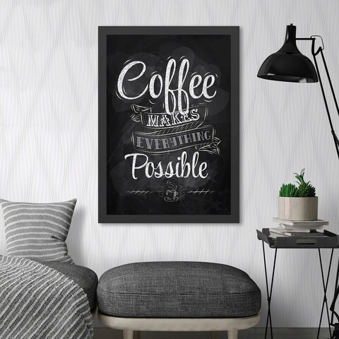 Tablou decorativ, Coffee 2 (35 x 45), Polistiren, Alb/Negru