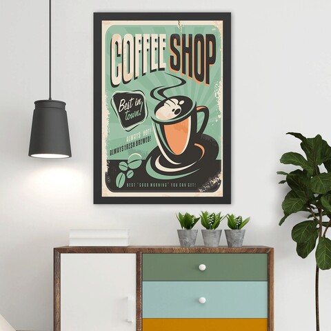 Tablou decorativ, Coffee Shop (35 x 45), Polistiren, Multicolor