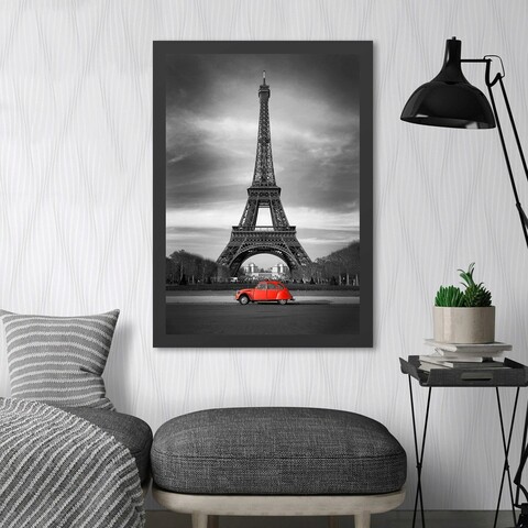 Tablou decorativ, Eiffel Tower (35 x 45), Polistiren, Negru/Rosu