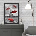 Tablou decorativ, Eiffel Tower 3 (35 x 45), Polistiren, Negru/Rosu