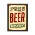 Tablou decorativ, Free Beer (35 x 45), Polistiren, Verde / Roșu / Crem